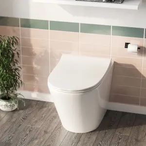 Nes Home Modern 500mm Back To Wall WC Rimless Toilet Pan Unit Space Saving Afern