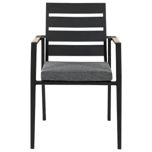 Set of 4 Garden Chairs with Cushions TAVIANO Metal Black