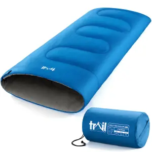 Kids Sleeping Bag 2 Season Mini Junior Envelope Outdoor Camping 200gsm Blue Trail