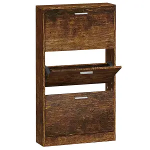 Shoe Cabinet Smoked Oak 59x17x108 cm Engineered Wood