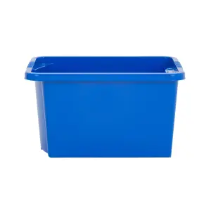 Wham 4x Stack & Store 30L Blue Plastic Storage Boxes. Home, Office, Classroom, Playroom, Toys, Books. L45.5 x W35 x H25cm