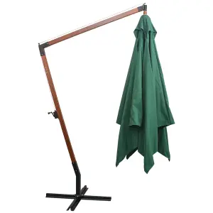 Berkfield Hanging Parasol 300x300 cm Wooden Pole Green