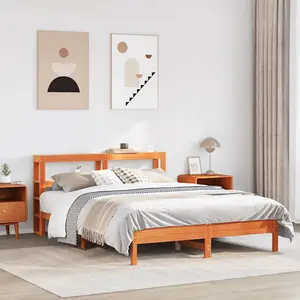 Berkfield Bed Frame without Mattress Wax Brown 135x190 cm Double Solid Wood Pine