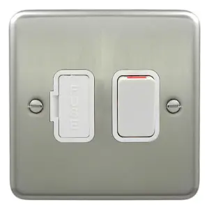 Deta 1913SCW Switched Fused Spur Connection Unit 13 Amp Satin Chrome / White Inserts