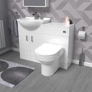 Nes Home White 1050mm Vanity Unit With WC Unit & Back To Wall Toilet