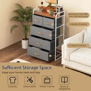 Costway Chest of Drawer with 5 Foldable Drawers Storage Tower