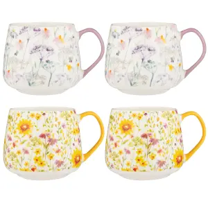 Price & Kensington Set of 4 Daisy & Sunflower Mug 425ml