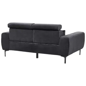 2 Seater Velvet Sofa Black VEGAMO