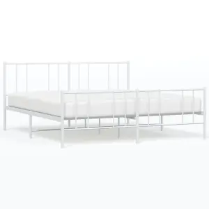 Berkfield Metal Bed Frame with Headboard and Footboard White 200x200 cm