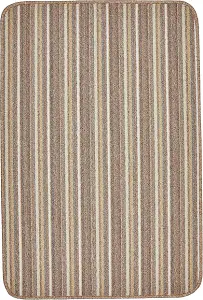 andy by William Armes, Ios Stripe Indoor Washable Rug, Cream, 80 x 50