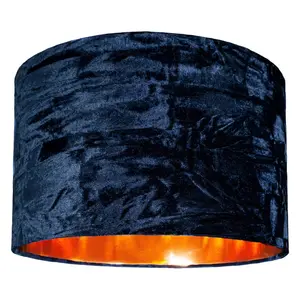 Modern Crushed Velvet Lamp Shade with Shiny Paper Inner Midnight Blue / 20cm H x 30cm W x 30cm D