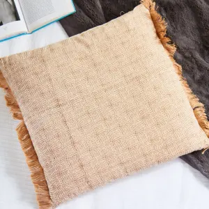 Fero Coconut Fringed Filled Decorative Throw Scatter Cushion - 45 x 45cm - Pack of 2