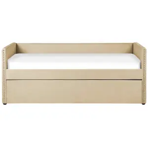 Velvet EU Single Trundle Bed Beige TROYES