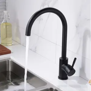 Nes Home Kitchen Single Lever Mixer Tap with Diffuser 360 Swivel Matte Black Manhattan