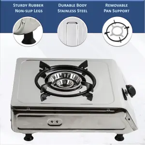 NJ-100SD Indoor Single Burner Gas Stove Stainless Steel Portable Camping Cooker LPG 4kW