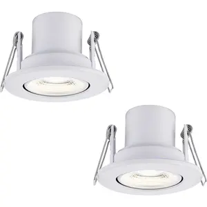 2 PACK Recessed Tiltable Ceiling Downlight - 8.5W Cool White LED - Matt White