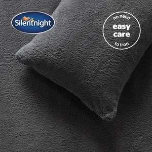 Silentnight Cosy Teddy Fleece Duvet Set Charcoal / Single - 1 Pillowcase (45 x 80 cm)