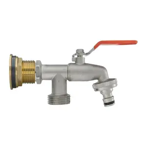 Water Butt Replacement Tap BRASS Metal Lever UK Bib Outlet Barb Quick Hosepipes Double lever tap (Quick connector) 1"