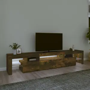 Berkfield TV Cabinet with LED Lights Smoked Oak 215x36.5x40 cm