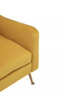 Interiors by Premier Yellow Velvet Armchair for Lounge, Angular Gold Leg Chair with Velvet Upholstery for Living Room, Home