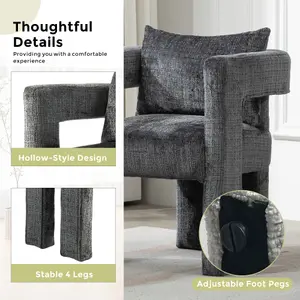 Modern Chenille Living Room Lounge Chair with Armrest, Grey Dining Chairs for Dining Room