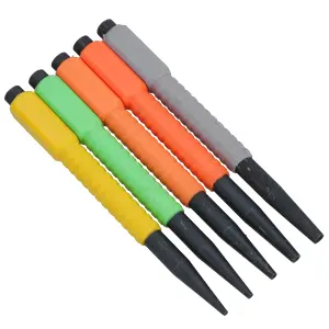 5pc Nail Punch Coloured Set 1.6 - 4.8mm Soft Grip Hollow End Steel