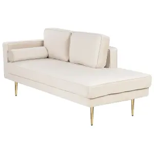 Left Hand Velvet Chaise Lounge Beige MIRAMAS