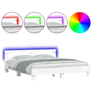 Berkfield Bed Frame with LED without Mattress White 160x200 cm