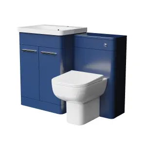 Nes Home 600mm Freestanding Vanity Unit with Basin, Toilet, WC unit Royal Blue