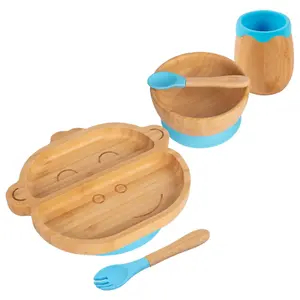 5pc Bamboo Monkey Baby Weaning Set - Blue