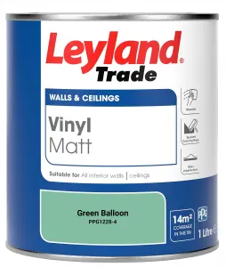 Leyland Trade Vinyl Matt Walls & Ceilings Emulsion Paint Green Balloon (PPG1228-4) 1L