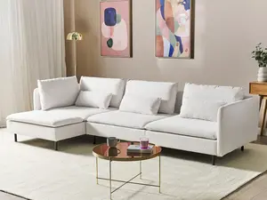 Right Hand Modular Fabric Corner Sofa Beige EGERIS