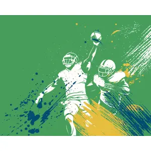 Origin Murals American Footballers Paint Splash Green Paste the Wall Mural 350cm wide x 280m high