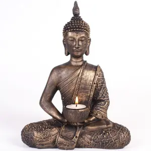 Something Different Sitting Thai Buddha Tealight Holder Brown/Gold (One Size)