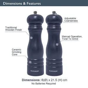 Blackmoor Manual Salt And Pepper Grinder Set, Navy Blue Coloured