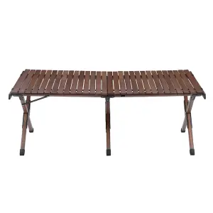 Livingandhome Outdoor Foldable Low Wooden Table with Carrying Bag for Picnic and Camping 120cm W x 60cm D x 45cm H