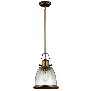 1 Bulb Ceiling Pendant Light Fitting Aged Brass Finish LED E27 75W Bulb