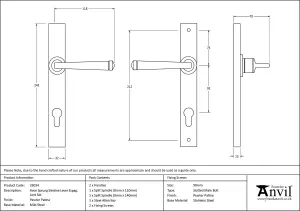 From The Anvil Pewter Avon Slimline Lever Espag. Lock Set