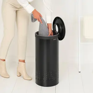 Brabantia Laundry Bin Black / 63.5cm H x 38cm W x 38cm D