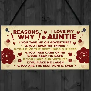 Red Ocean Reasons Why I Love My Auntie 40th 50th 60th Birthday Card Gift Plaque Mothers Day Gift For Auntie Sister Gift Keepsake