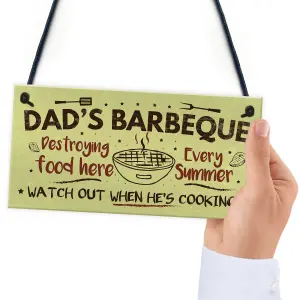 Red Ocean Dad's Barbeque Garden Shed Sign SummerHouse Hanging Plaque Fathers Day Gifts For Him