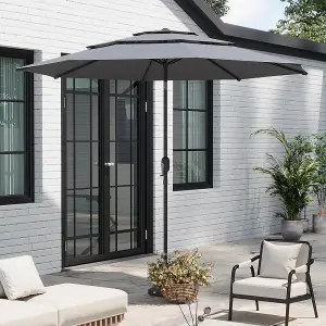 Light Grey Garden 3-Tier Umbrella with Crank and Tilt