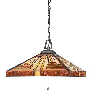 Elstead Stephen 3 Light Tiffany Ceiling Pendant Vintage Bronze, E27