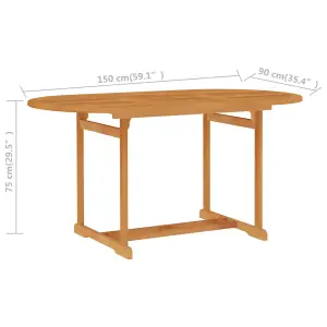 Berkfield Garden Table 150x90x75 cm Solid Teak Wood