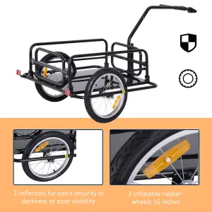 HOMCOM Folding Bicycle Cargo Storage Cart and Luggage Trailer with Hitch