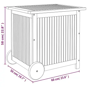 Berkfield Garden Storage Box with Wheels 60x50x58 cm Solid Wood Acacia