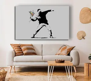 Peaceful Warrior Grey Canvas Print Wall Art - Medium 20 x 32 Inches