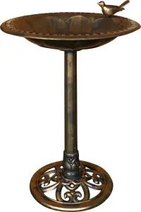 Bronze Ornamental Free Standing, Weather Resistant, Pedestal style, Easy Assemble Bird Bath