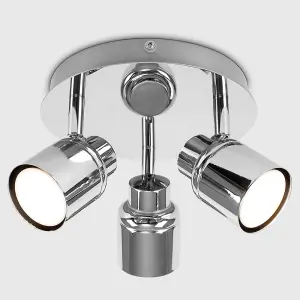 ValueLights Benton Silver Bathroom Ceiling Bar Spotlight and GU10 Spotlight LED 5W Warm White 3000K Bulbs