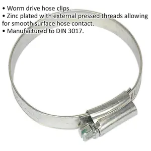 30 PACK Zinc Plated Hose Clip - 44 to 64mm Diameter - External Pressed Threads